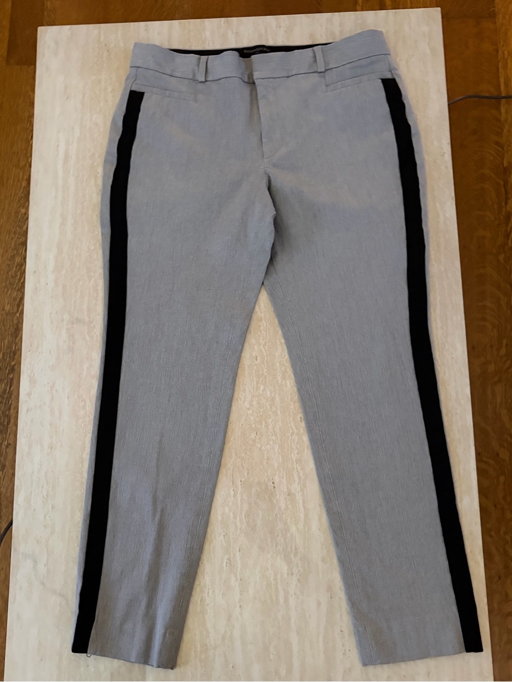Banana Republic Gray Curvy Fit Dress Pants with Black Side Stripe